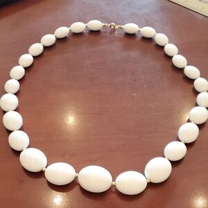 White Plastic Bead Necklace #3268